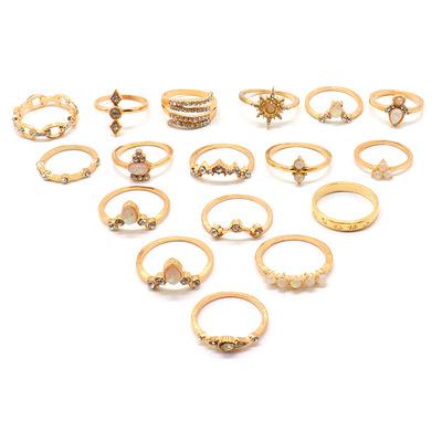 China Fashion Easy Personality Bohemia Hyperbolic Punk Sets 17 Rings Amazon 2021 Hot Sale Woman Rings Set for sale