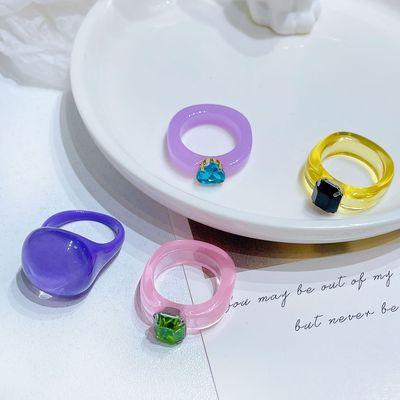 China 2021 Wholesale Hot Sale 18MM Easy Resin Ring Custom Korean Girl Designs Transparent Acrylic Ring for sale