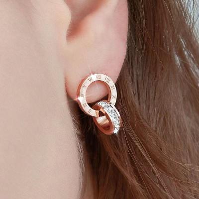 China Fashion high quality easy stainless steel earrings gold circle bling earrings for woman earring trends 2021 for sale