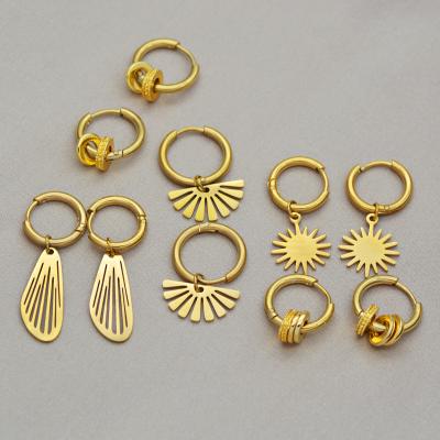 China Easy Gold Earrings Stainless Steel High Quality 18K Gold Plated Jewelry Korean Jewelry Earrings Shape Circle Earrings Jewelry 2021 for sale