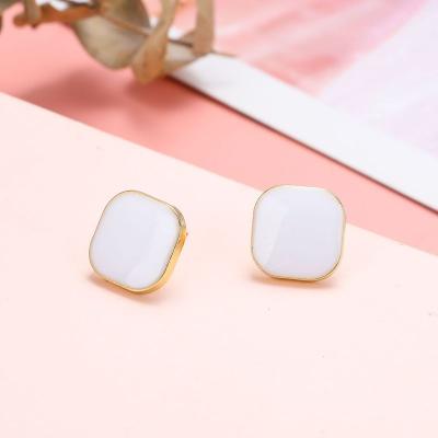 China Simple oiled black circle earrings beautiful gold earring square creative high-end Korean square earrings for woman 2021 for sale