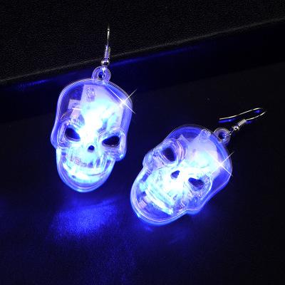 China 2021 Easy Light LED Earrings Party Halloween Jewelry Halloween Head Transparent Ghostly Glow Earrings for sale