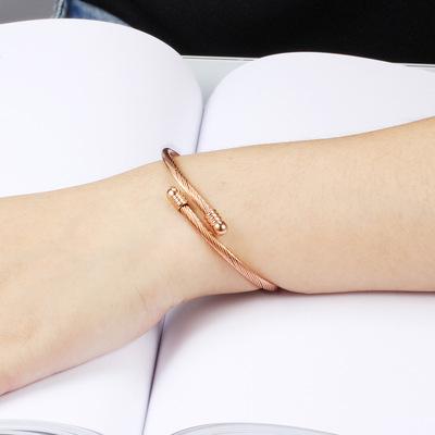 China Easy rose gold stainless steel jewelry for woman custom steel jewelry screw bangle bracelet gold screw bangle for sale