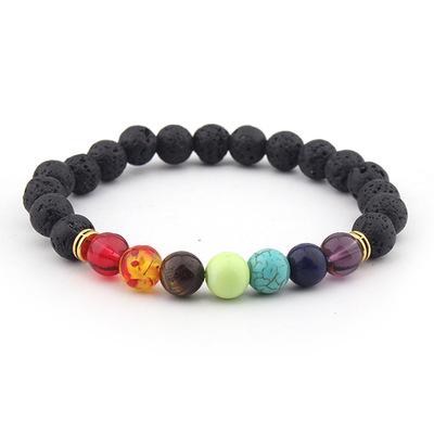 China 2021 High Quality Lava Agate Stone 8mm Buddha Energy Easy Colorful Bead Bracelet Multi Stone Bracelet for sale