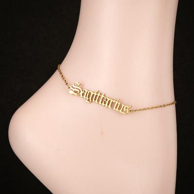 China Easy Online Amazon Anklets Stainless Steel Foot Jewelry Anklets For Korean Sign Stainless Anklets Woman Zodiac Fashion Jewelry 2021 for sale