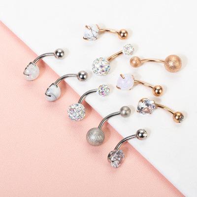 China Wholesale Custom Jewelry Loose Bead Double Headed Zircon Diamond-encrusted Easy Piercing Navel Nail for sale