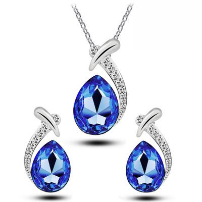 China Easy jewelry set for women 2021 women necklace choker necklace fish and beauty austrian crystal earrings set for sale