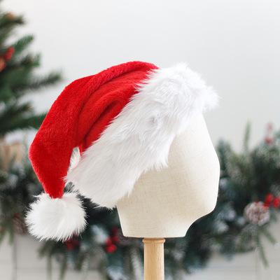 China 2021 Amazon Easy Top Selling High Quality Big Santa Hat Plush Ball Knitted Christmas Hats For Kids And Adults for sale