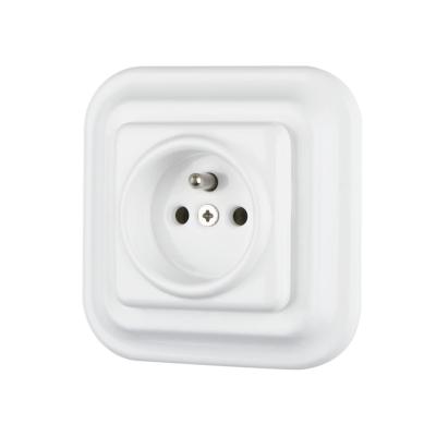 China French Schuko Square 47mm Panel Diameter Retro Recessed Socket for sale