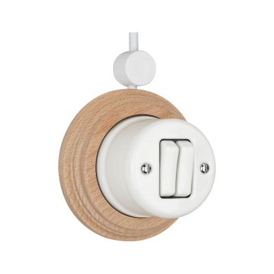 China Easy Installation Classic Vintage Style Porcelain 2 Strip 2 Way Knob Wall Switch In Wood Frame For Decoration for sale