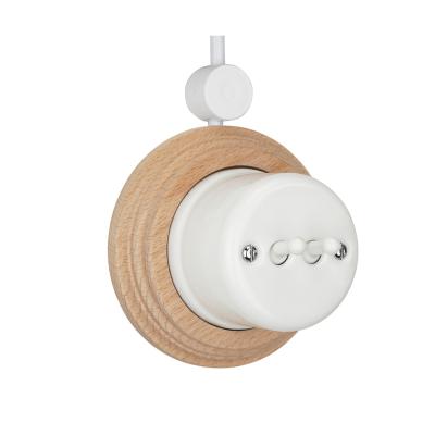 China Hot Selling Easy Installation In Europe 2 Gang Ceramic Wall Toggle Switch In Wooden Frame for sale