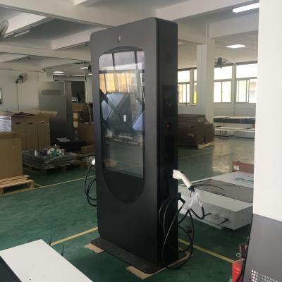 China 43in Split Screen Card 7kw Pay Floor Outdoor Standing EV Waterproof Charging Pile With Advertising for sale