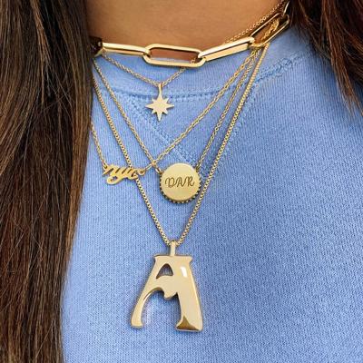 China CLASSIC Big Letters Pendant Necklace For Women Copper Letter Dangle Necklaces for sale