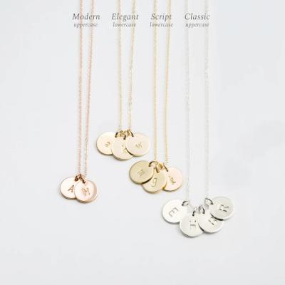 China Eco-Friendly Monogrammed Disc Necklace With Layered Chain Custom Letters Initial Necklace Stainless Steel for sale