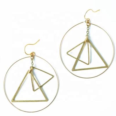 China BOHEMIA triangle earrings large gold hoop earrings circles earrings modern moving kinetic triangle jewelry for sale