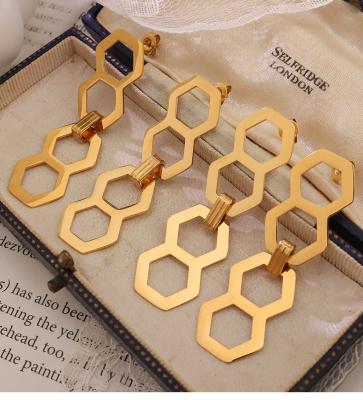 China Women Matching 18K Gold Eco-Friendly Tasty Stainless Geometric Polygon Blogger Drop Earring Csi Earrings Valentine's Day Gifts Sreel for sale