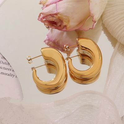 China Eco-Friendly French INS 18K Gold Geometric C Stud Earrings Personalized Stainless Steel Shaped Stud Earrings Valentine's Day Gifts Women for sale