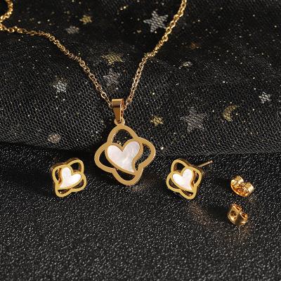 China Retro Gold Metal Cavity Shell LOVE Necklace Stainless Steel Ins. Heart Eco-Friendly Jewelry Sets Valentine's Day Gifts for sale