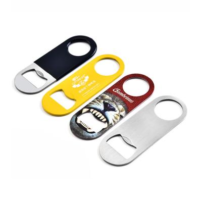 China Custom Souvenir Sublimation Bar Bulk Stainless Steel Logo Beer Bottle Opener For Your Wallet for sale