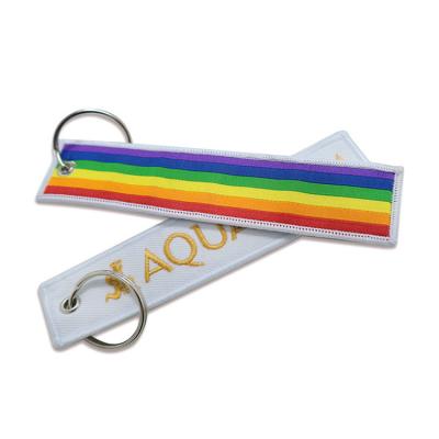 China Promotional Custom Fabric Car Embroidery Rainbow Souvenir Gift Tag Key Chain Key Ring for sale