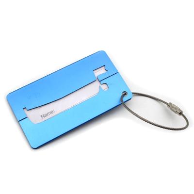 China Metallic Aluminum Blue Ship Shape Cut Out Baggage Luggage Tag for sale