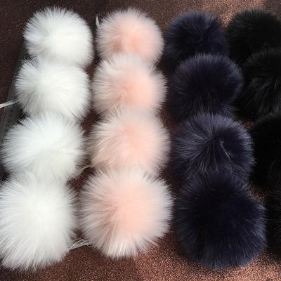 China Soft And Fluffy Multicolor Hair Hat Upholstery 12cm Auto Pompom Ball With Yarn Like Fox Soft Plush Pompom for sale