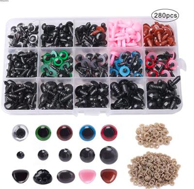 China DIY Craft Scrapbooking Decoration with 560pcs Safety Self Adhesive Plastic Eyes and Noses, 6-12 mm Black Safety Eyes Colorful Doll Making with 280 Pcs Joint for Toy Mak for sale