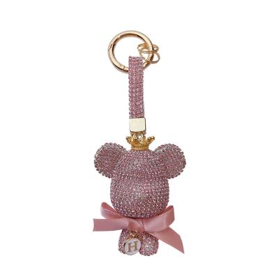 China Luxury Violent Bear Keychain Crystal Car Keychain Bag Pendant Designer New Fashion Keychains Luxury Key Charm For Women for sale