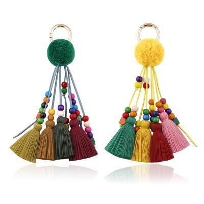 China Women's Ring Bag Hanging Decoration For Key Chains Tassel Key Chains Beaded Bag Decoration Bohemian Style for sale