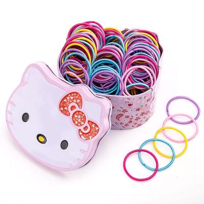 China Newest Style 100 PCS Children's Hair Ring European and American Good Quality Colorful Elastic Hair Tie Elastic Hair Tie Band for sale