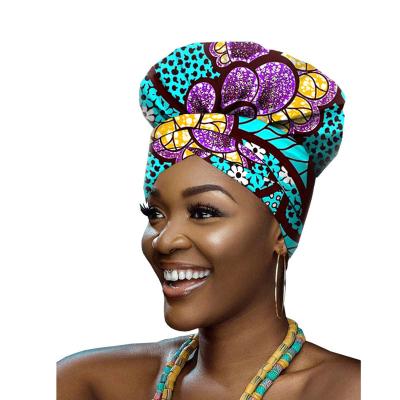 China Newest European and American style 2 pcs set ankala wax cotton fabric women african printing double round hat with headwraps hood for sale