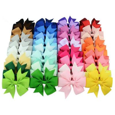 China Hot selling European and American style 40colors ribbon hair bows alligator hair clips hair accessories for babies kids hairbow for sale