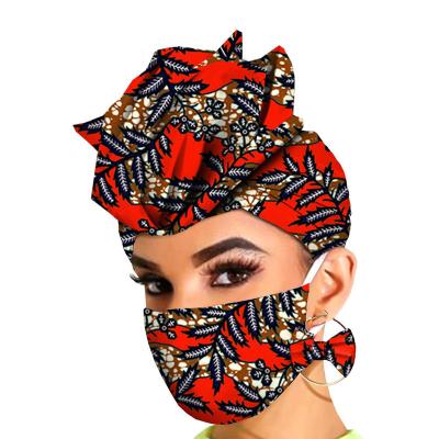 China New Style 3 Pcs European And American Cotton Set African 100% African Wax Print Headwrap For Women Turban Accessories With Ear Loops for sale