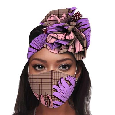 China DecorateÂ   Newest Fashion 2 Pcs Set African Print Wax Ankala Wraps Head Scarf Hair Accessories Headband for sale