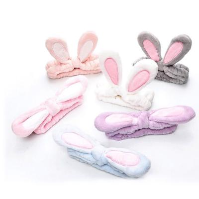 China New European and American turban women's cute makeup style cartoon rabbit ears wash face headband bow headband large for sale