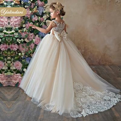 China Washable Eco-friendly Breathable Elegant Flower Girl Girl Dress Supporting Small Amounts SISTER Dress Wedding Kids Flying Sleeve Lace Pageant Ball Dresses Girls Dresses for sale