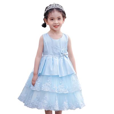 China Baby dress dress sets pure white sleeveless and blue gold clothing supplier anti-static babies 4 years old for sale