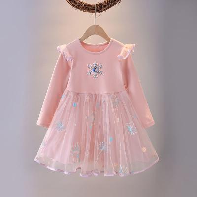 China Anti-wrinkle retail elsa casual dress for girl child 3 to 5 years long pricess sleeveless dress for sale