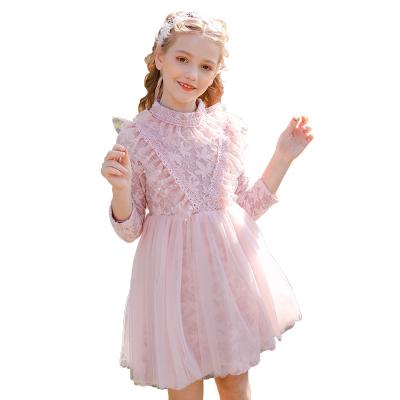 China 2021 spring autumn floral lace little girls anti-static teenage children long sleeve party wear princess dresses for sale