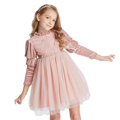 China New Anti-static Baby Clothes Elegant Velvet Dresses Kids Elegant Tulle Dresses For Little Girls for sale