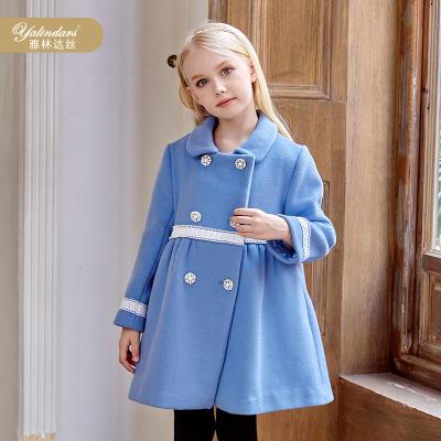 China 2021 new design girls classic blue winter Anti-wrinkle small coated winter long princess coat for girl for sale