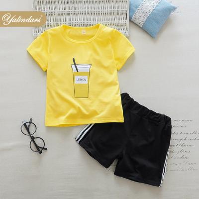 China 2022 sweet kids clothes boutique summer bottle print girls boys sets girls clothing sets kids girl clothes for sale