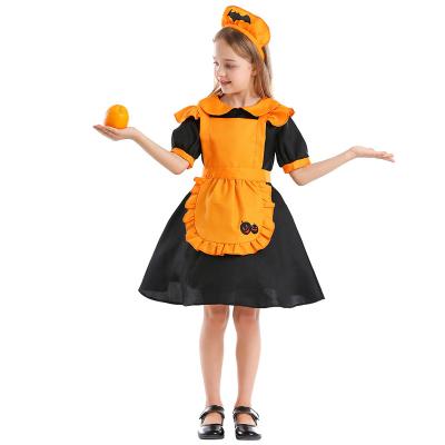 China Dress Up 3pcs Set Jack O Lantern Pumpkin Halloween Design Apron Dress Cosplay Costume for sale