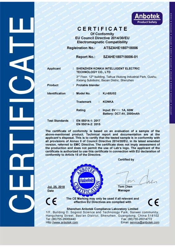 CE - Shenzhen Konka Intelligent Electric Technology Co.ltd.