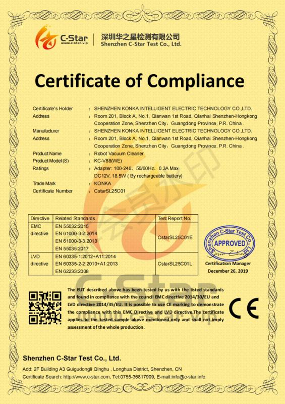 CE - Shenzhen Konka Intelligent Electric Technology Co.ltd.