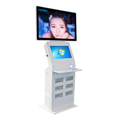 China Indoor Lock Phone Charging Station Kiosk 27 With 10 Point Infrared Touch Screen for sale