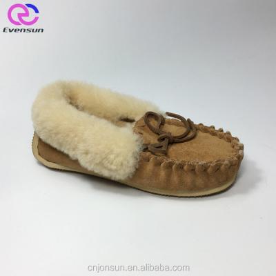 China Slip On 2018 New Style Brown Wool Cow Genuine Suede Casual Shoes For Women for sale