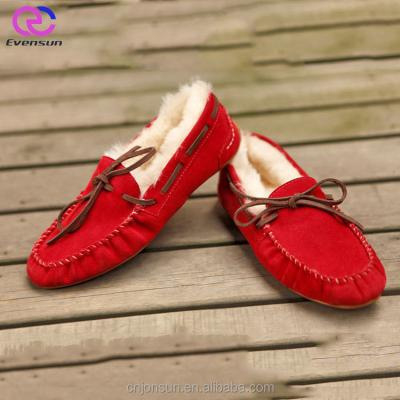 China Buckle Strap Sheep Australian Grade A Real Fur Moccasin Leather Casual Shoes For Lady for sale