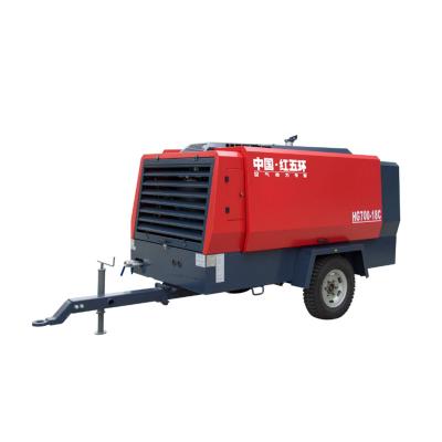 China OIL-LESS 16bar 18bar high pressure industrial diesel portable screw air compressor with wheels for mining for sale