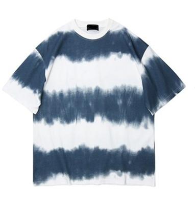 China Summer Men Hip Hop T-shirt Streetwear Anti-Shrink Tie Dye Striped Harajuku Shorts Sleeve Clothes Cotton Fashion Tops for sale